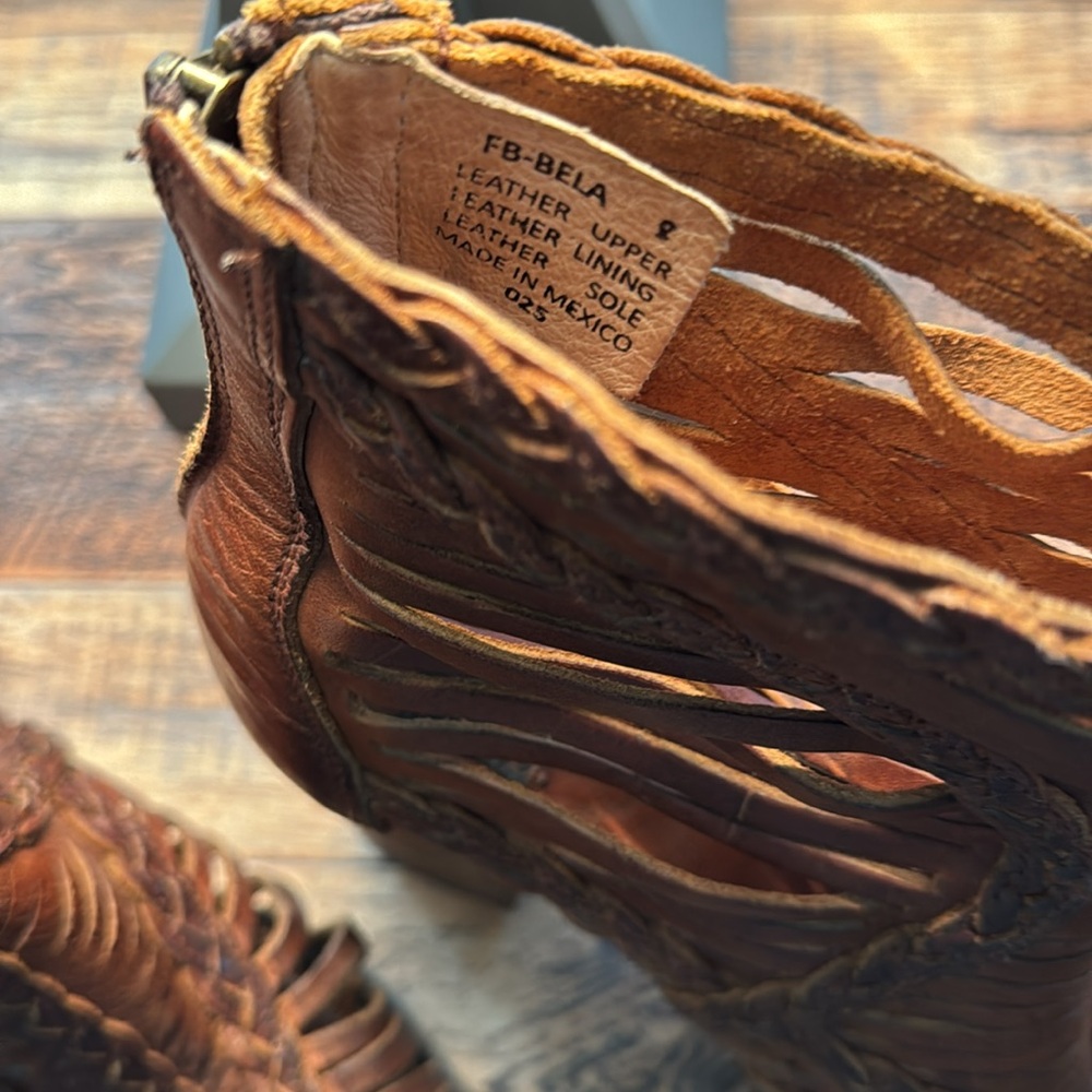 Free Bird Bela Braided Brown Women's Open-Toe Boots size 8 - Picture 2 of 9